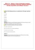 BIOD 151 - Module 2 Exam&colon; Respiratory System&comma;&NewLine;Mechanics & Pathology 2026&sol;2027 UPDATE UPDATED&NewLine;ACTUAL Questions and CORRECT Answers