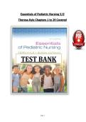 Test Bank For Essentials of Pediatric Nursing 5&sol;E&NewLine;Theresa Kyle Chapters 1 to 29 Covered