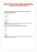 BIOD 152 Module 1 Exam&colon; Anatomy & Physiology II -&NewLine;Nervous System 2026&sol;2027 UPDATE UPDATED ACTUAL&NewLine;Questions and CORRECT Answers