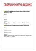 BIOD 210 Genetics Module 4 Exam - Gene Expression&comma;&NewLine;Transcription&comma; and Translation 2026&sol;2027 UPDATE&NewLine;UPDATED ACTUAL Questions and CORRECT Answers