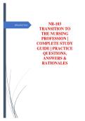 NR-103 Transition to the Nursing Profession &vert; Complete Study Guide &vert; Practice Questions&comma; Answers & Rationales