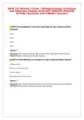 BIOD 331 Module 3 Exam - Pathophysiology of Immune&NewLine;and Infectious Disease 2026&sol;2027 UPDATE UPDATED&NewLine;ACTUAL Questions and CORRECT Answers