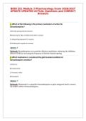 BIOD 351 Module 3 Pharmacology Exam 2026&sol;2027&NewLine;UPDATE UPDATED ACTUAL Questions and CORRECT&NewLine;Answers