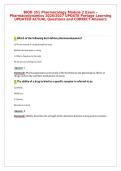 BIOD 351 Pharmacology Module 2 Exam &ndash;&NewLine;Pharmacodynamics 2026&sol;2027 UPDATE Portage Learning&NewLine;UPDATED ACTUAL Questions and CORRECT Answers