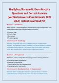 Firefighter&sol;Paramedic Exam Practice Questions and Correct Answers &lpar;Verified Answers&rpar; Plus Rationale 2026 Q&A&vert; Instant Download Pdf