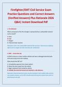 Firefighter&sol;EMT Civil Service Exam Practice Questions and Correct Answers &lpar;Verified Answers&rpar; Plus Rationale 2026 Q&A&vert; Instant Download Pdf