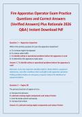 Fire Apparatus Operator Exam Practice Questions and Correct Answers &lpar;Verified Answers&rpar; Plus Rationale 2026 Q&A&vert; Instant Download Pdf