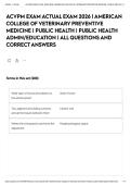 ACVPM EXAM ACTUAL EXAM 2026 &vert; AMERICAN COLLEGE OF VETERINARY PREVENTIVE MEDICINE &vert; PUBLIC HEALTH &vert; PUBLIC HEALTH ADMIN&sol;EDUCATION &vert; ALL QUESTIONS AND CORRECT ANSWERS&NewLine;