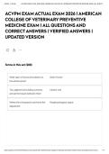 ACVPM EXAM ACTUAL EXAM 2026 &vert; AMERICAN COLLEGE OF VETERINARY PREVENTIVE MEDICINE EXAM &vert; ALL QUESTIONS AND CORRECT ANSWERS &vert; VERIFIED ANSWERS &vert; UPDATED VERSION&NewLine;