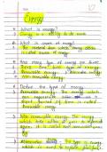 Class notes Energy  