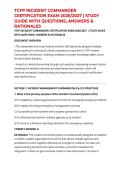 TCFP INCIDENT COMMANDER CERTIFICATION EXAM 2026&sol;2027 &vert; STUDY GUIDE WITH QUESTIONS&comma; ANSWERS & RATIONALES