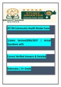 ATI RN Community Health Retake Exam &lpar;Latest Version&rpar; &vert; Actual&NewLine;Questions with Correct Verified Answers & Detailed Rationales &vert; A&plus; Grade ACTUAL EXAM COMPLETE QUESTIONS AND CORRECT DETAILED ANSWERS &lpar;2026&sol;2027 FREQUENTLY TESTED Q&A FROM PAST PAPERS &ndash; MOST EX