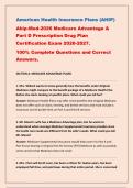 American Health Insurance Plans &lpar;AHIP&rpar;&NewLine;Ahip-Med-2026 Medicare Advantage &&NewLine;Part D Prescription Drug Plan&NewLine;Certification Exam 2026-2027&period;&NewLine;100&percnt; Complete Questions and Correct&NewLine;Answers&period;