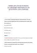 NR568 ADVANCED NURSING&NewLine;LEADERSHIP MIDTERM EXAM&NewLine;QUESTIONS AND ANSWERS