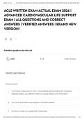 ACLS WRITTEN EXAM ACTUAL EXAM 2026 &vert; ADVANCED CARDIOVASCULAR LIFE SUPPORT EXAM &vert; ALL QUESTIONS AND CORRECT ANSWERS &vert; VERIFIED ANSWERS &vert; BRAND NEW VERSION&excl;&NewLine;