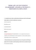 NR568 ADVANCED NURSING&NewLine;LEADERSHIP AND HEALTH POLICY -&NewLine;MIDTERM EXAMINATION