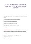 NR568 ADVANCED HEALTH POLICY&NewLine;MIDTERM EXAM QUESTIONS AND&NewLine;ANSWERS