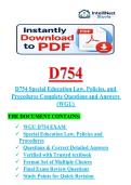 D754 Objective Assessment &ndash; Special Education Law &ndash; &lpar;2026&rpar; Actual Questions and Answers &lpar;WGU&rpar;