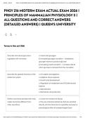 PHGY 216 MIDTERM EXAM ACTUAL EXAM 2026 &vert; PRINCIPLES OF MAMMALIAN PHYSIOLOGY II &vert; ALL QUESTIONS AND CORRECT ANSWERS &lpar;DETAILED ANSWERS&rpar; &vert; QUEEN'S UNIVERSITY&NewLine;