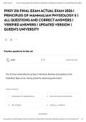 PHGY 216 FINAL EXAM ACTUAL EXAM 2026 &vert; PRINCIPLES OF MAMMALIAN PHYSIOLOGY II &vert; ALL QUESTIONS AND CORRECT ANSWERS &vert; VERIFIED ANSWERS &vert; UPDATED VERSION &vert; QUEEN'S UNIVERSITY&NewLine;