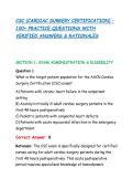 CSC &lpar;CARDIAC SURGERY CERTIFICATION&rpar; &ndash; &NewLine;100&plus; PRACTICE QUESTIONS WITH &NewLine;VERIFIED ANSWERS & RATIONALES