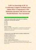 NAB Core Knowledge & RC&sol;AL Certifications Complete Test Bank Latest Edition 2026&vert; A Comprehensive 1014 Multichoice Questions with Answers and Detailed Rationale &vert; Pass Guaranteed