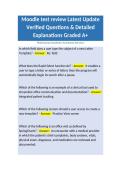 Moodle test review Latest Update Verified Questions & Detailed Explanations Graded A&plus;&period;