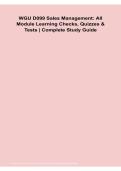 WGU D099 Sales Management All Module Learning Checks Quizzes and Tests Complete Study Guide 2026&sol; 2027
