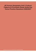 AP Human Geography Unit 3 Cultural Patterns and Processes Study Guide Key Terms and Practice Questions 2026&sol; 2027