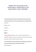 NR509 ADVANCED HEALTH&NewLine;ASSESSMENT MIDTERM EXAM&NewLine;QUESTIONS AND ANSWERS