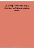 WGU D351 Functions of Human Resource Management Terms Study Guide Key Concepts and Practice 2026&sol; 2027
