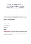 NUR283 COMPREHENSIVE 3 -&NewLine;ADVANCED NURSING PRACTICE&NewLine;QUESTIONS AND ANSWERS