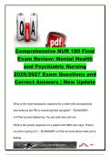 NUR 180 Final Exam 2026&sol;2027 &vert; 101 Questions & Correct Answers &vert; Mental Health&comma; Psychiatric Nursing&comma; Psych Meds & Patient Safety