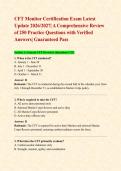 CFT Monitor Certification Exam Latest Update 2026&sol;2027&vert; A Comprehensive Review of 250 Practice Questions with Verified Answers&vert; Guaranteed Pass