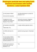 Washington pesticide laws and safety Exam&NewLine;Questions and Answers with Verified&NewLine;Solutions &vert; Latest Updated 2026