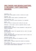 ORG THEORY AND DESIGN CHAPTERS 1-4 RICHARD L&period; DAFT QUESTIONS ANSWERS