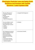 Washington Pesticide Laws and Safety Exam&NewLine;Questions and Answers with Verified&NewLine;Solutions &vert; Latest Updated 2026&NewLine;