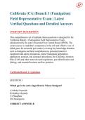 California &lpar;CA&rpar; Branch 1 &lpar;Fumigation&rpar;  Field Representative Exam &vert; Latest  Verified Questions and Detailed Answers