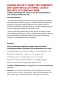 FLORIDA SECURITY GUARD TEST 2026&sol;2027 &vert; 200&plus; QUESTIONS & ANSWERS &vert; CLASS D SECURITY OFFICER EXAM PREP