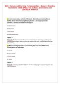 BSN &vert; Advanced Nursing Fundamentals &vert; Exam 3 Practice&NewLine;Questions 2026 UPDATED ACTUAL Questions and&NewLine;CORRECT Answers