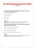 BSN &vert; Pediatric Nursing &vert; Final Exam Practice Questions&NewLine;2026&sol;2027 UPDATED ACTUAL Questions and CORRECT&NewLine;Answers