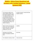 WebCe - Ethics Exam Questions and&NewLine;Answers with Verified Solutions &vert; Latest&NewLine;Updated 2026