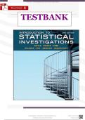 TEST BANK Introduction to Statistical Investigations&comma; 2nd Edition Nathan Tintle&semi; Beth L&period; Chance Chapters 1 - 11&comma; Complete