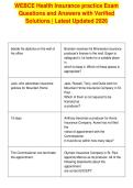 WEBCE Health Insurance practice Exam&NewLine;Questions and Answers with Verified&NewLine;Solutions &vert; Latest Updated 2026