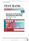 TEST BANK FOR Success in Practical&sol;Vocational Nursing&comma; 10th Edition by Lisa Carroll&comma; and Janyce L&period; Collier ISBN&colon; 9780323810173 COMPLETE GUIDE 100 &percnt; VERIFIED A