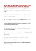 WGU C215 OPERATIONS MANAGEMENT EXAM 130 QUESTIONS WITH VERIFIED ANSWERS&comma;100&percnt;CORRECT