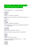 BIOL2321 MICROBIOLOGY EXAM 2 QUESTIONS AND ANSWERS