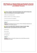 BSN Module 11&colon; Mental Health and Psychiatric Nursing&NewLine;Exam 2026&sol;2027 UPDATE UPDATED ACTUAL Questions&NewLine;and CORRECT Answers