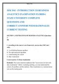 ISM 3541&colon; Introduction to Business Analytics - A Comprehensive Exam Guide on the Analytics Process&comma; Data Management&comma; and Modeling