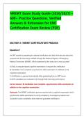 NREMT Exam Study Guide &lpar;2026&sol;2027&rpar; &ndash; &NewLine;600&plus; Practice Questions&comma; Verified &NewLine;Answers & Rationales for EMT &NewLine;Certification Exam Review &lpar;PDF&rpar;